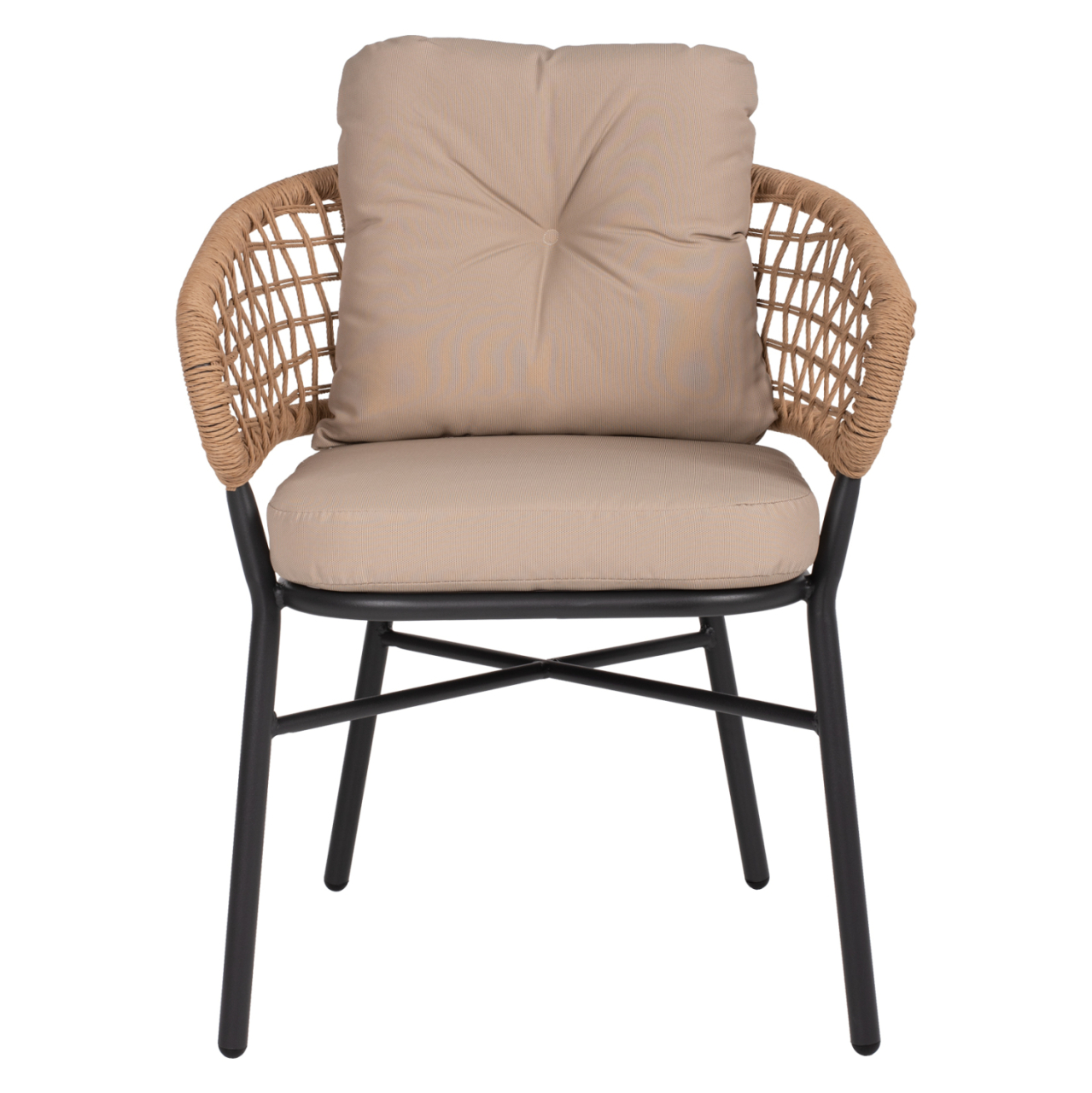 ARMCHAIR ALUMINUM DARK GREY PROFESSIONAL RATTAN AND CUSHIONS BEIGE HM5863.01 60x56x84 cm. [3]
