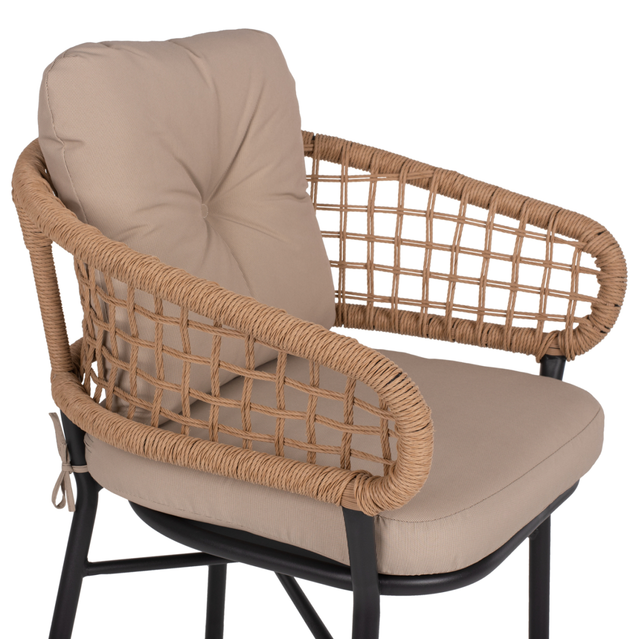 ARMCHAIR ALUMINUM DARK GREY PROFESSIONAL RATTAN AND CUSHIONS BEIGE HM5863.01 60x56x84 cm. [8]