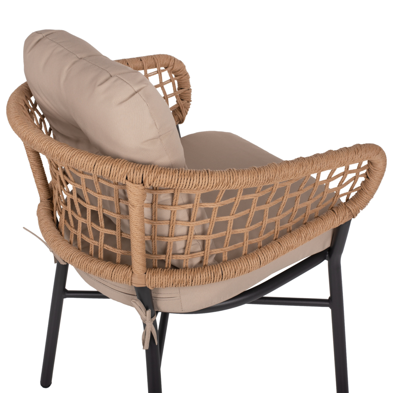 ARMCHAIR ALUMINUM DARK GREY PROFESSIONAL RATTAN AND CUSHIONS BEIGE HM5863.01 60x56x84 cm. [9]