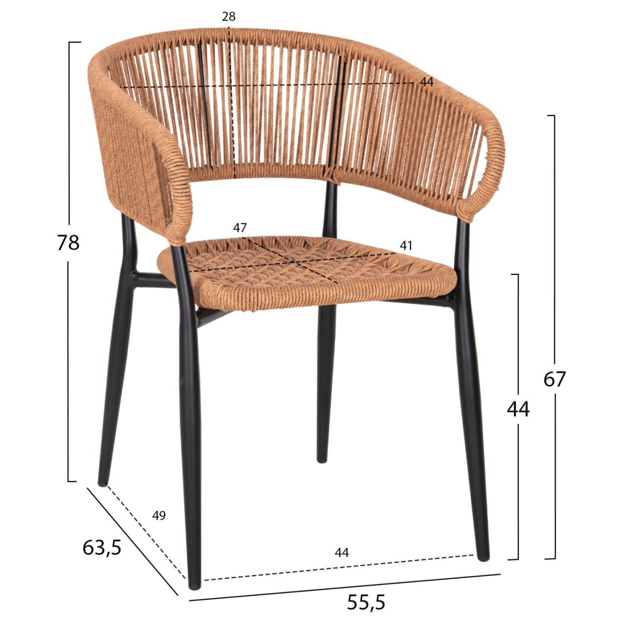 ARMCHAIR ALUMINUM EULO HM5783.13 BLACK-SYNTHETIC RATTAN BEIGE 55,5x63,5x78Hcm. [2]