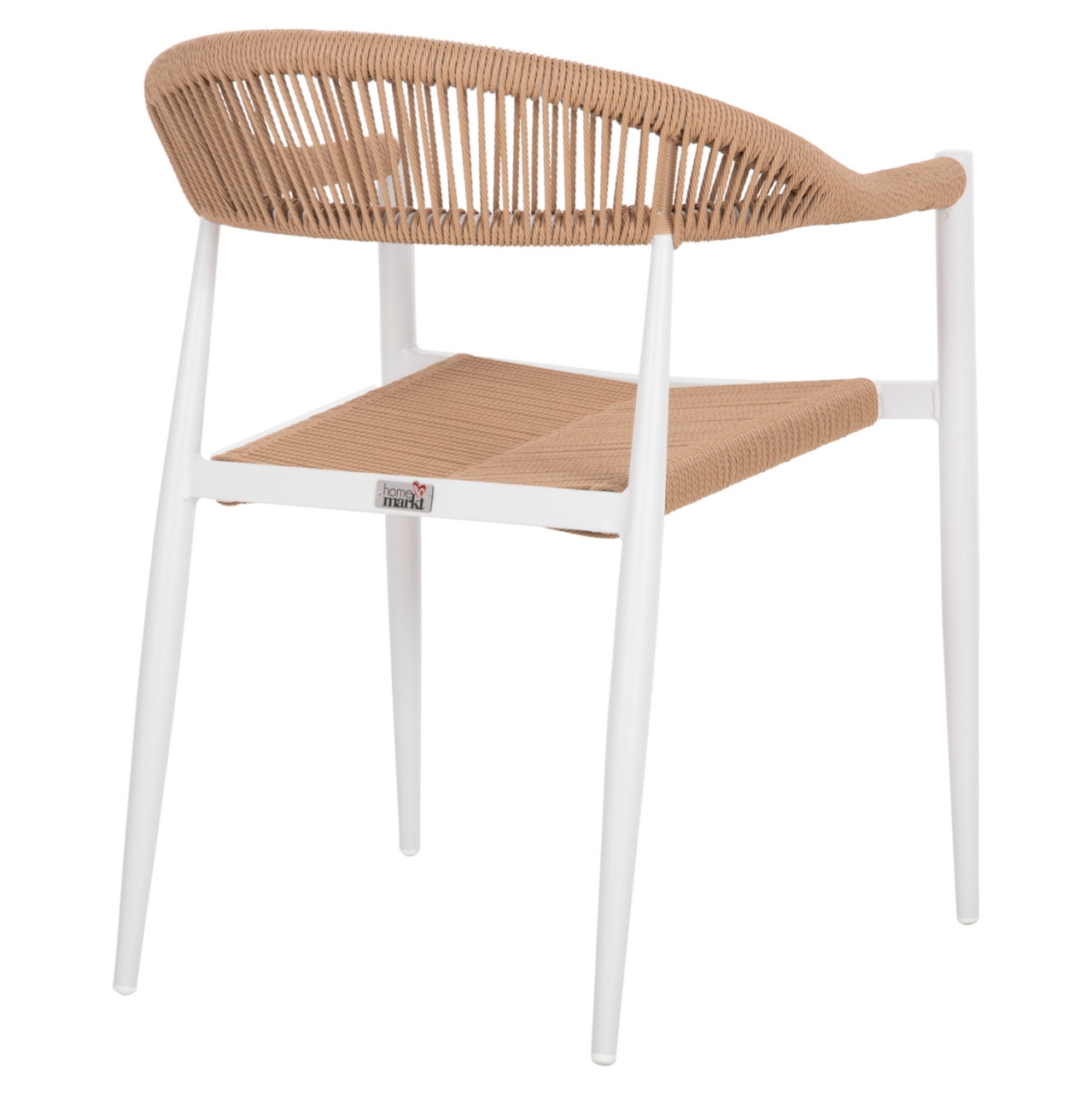 ARMCHAIR ALUMINUM GRET HM5854.01 WHITE WITH BEIGE PE RATTAN 56x55.5x78H [5]