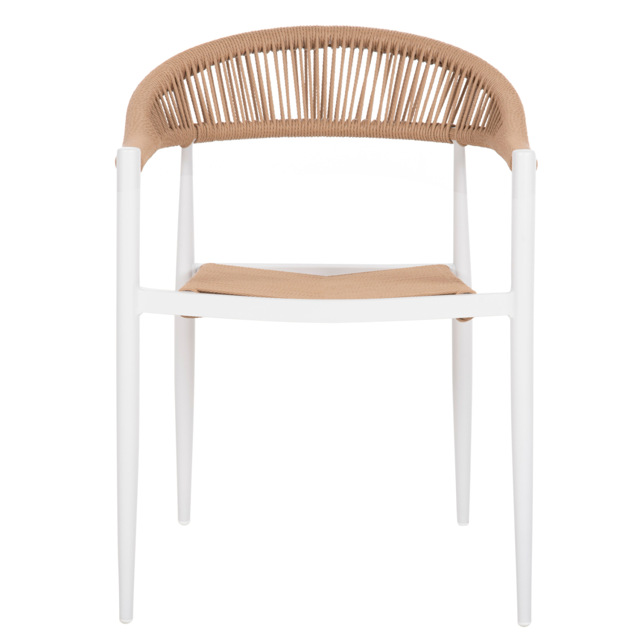 ARMCHAIR ALUMINUM GRET HM5854.01 WHITE WITH BEIGE PE RATTAN 56x55.5x78H [3]
