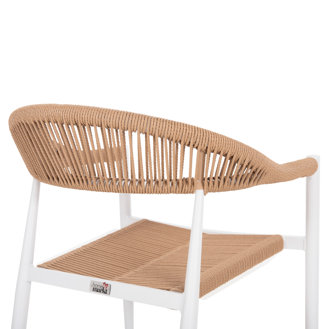 ARMCHAIR ALUMINUM GRET HM5854.01 WHITE WITH BEIGE PE RATTAN 56x55.5x78H [9]