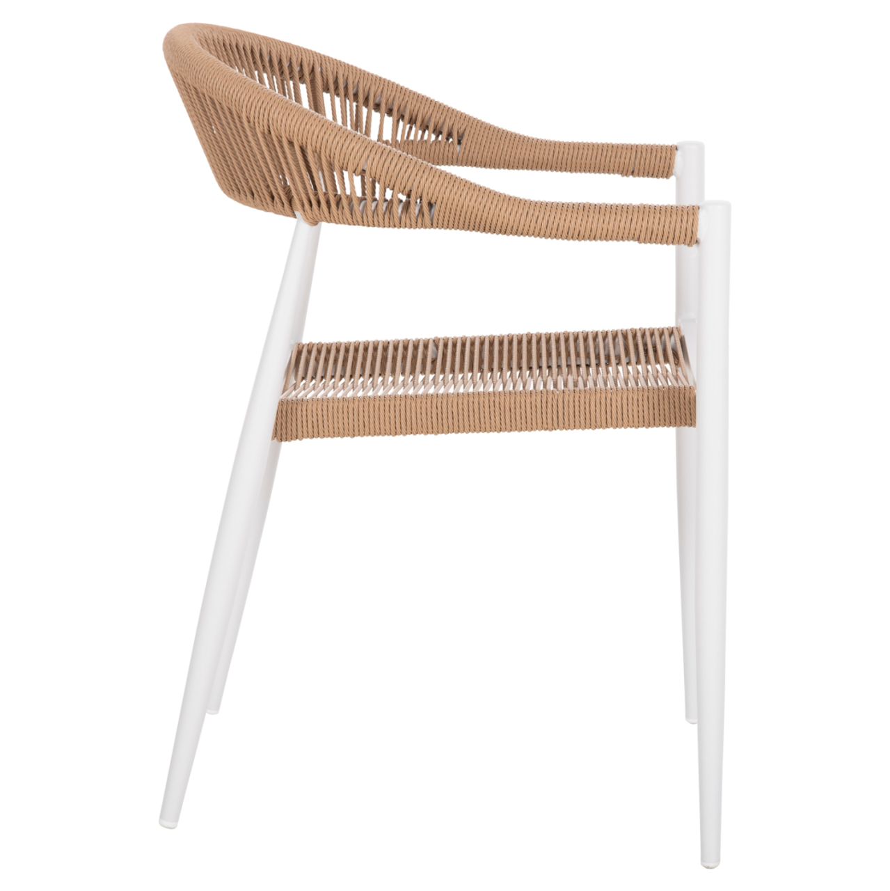 ARMCHAIR ALUMINUM GRET HM5854.01 WHITE WITH BEIGE PE RATTAN 56x55.5x78H [4]