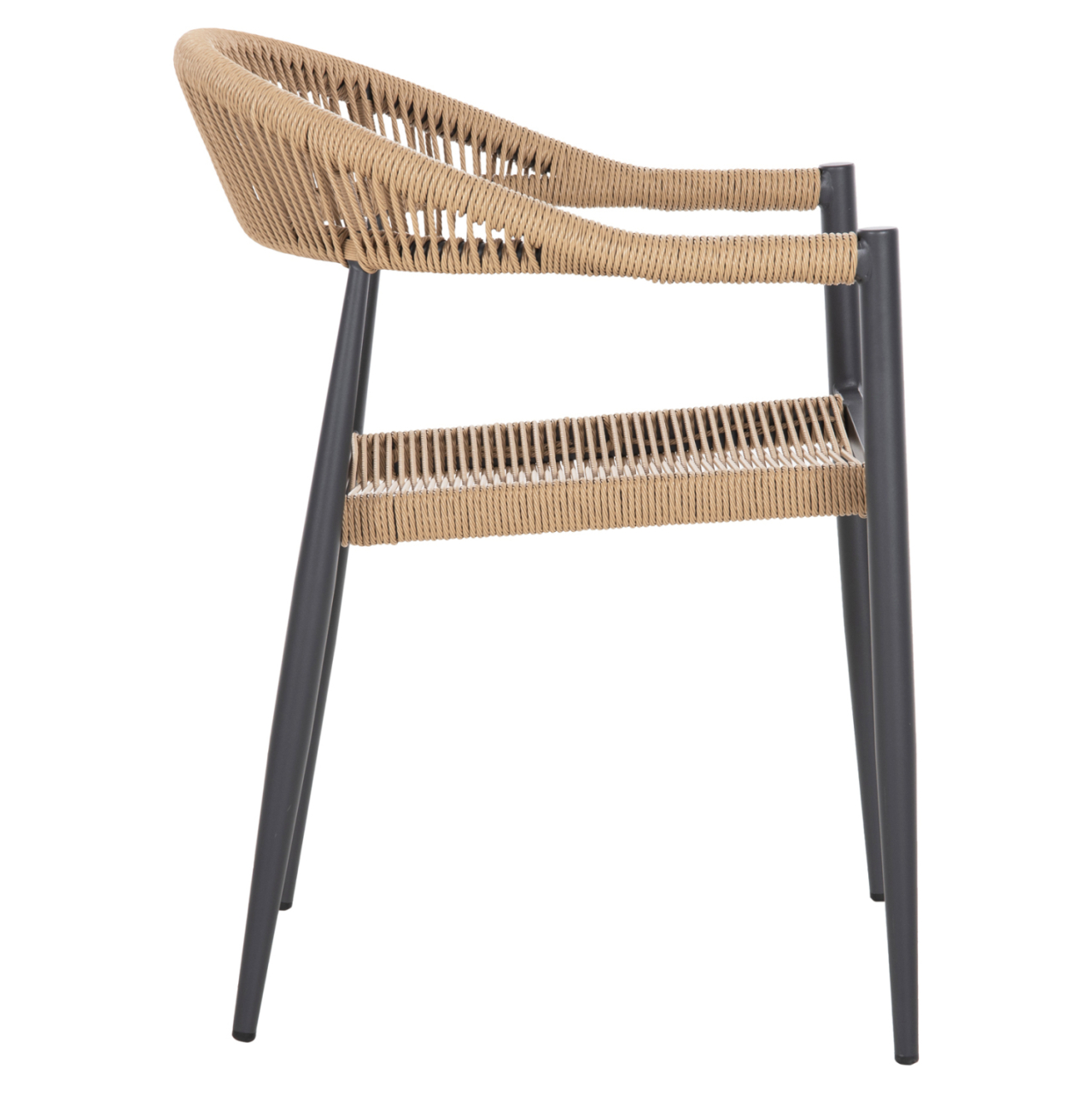 ARMCHAIR ALUMINUM GRET HM5854.02 CHARCOAL GREY ALUMINUM-BEIGE PE RATTAN 56x55,5x78Η [4]