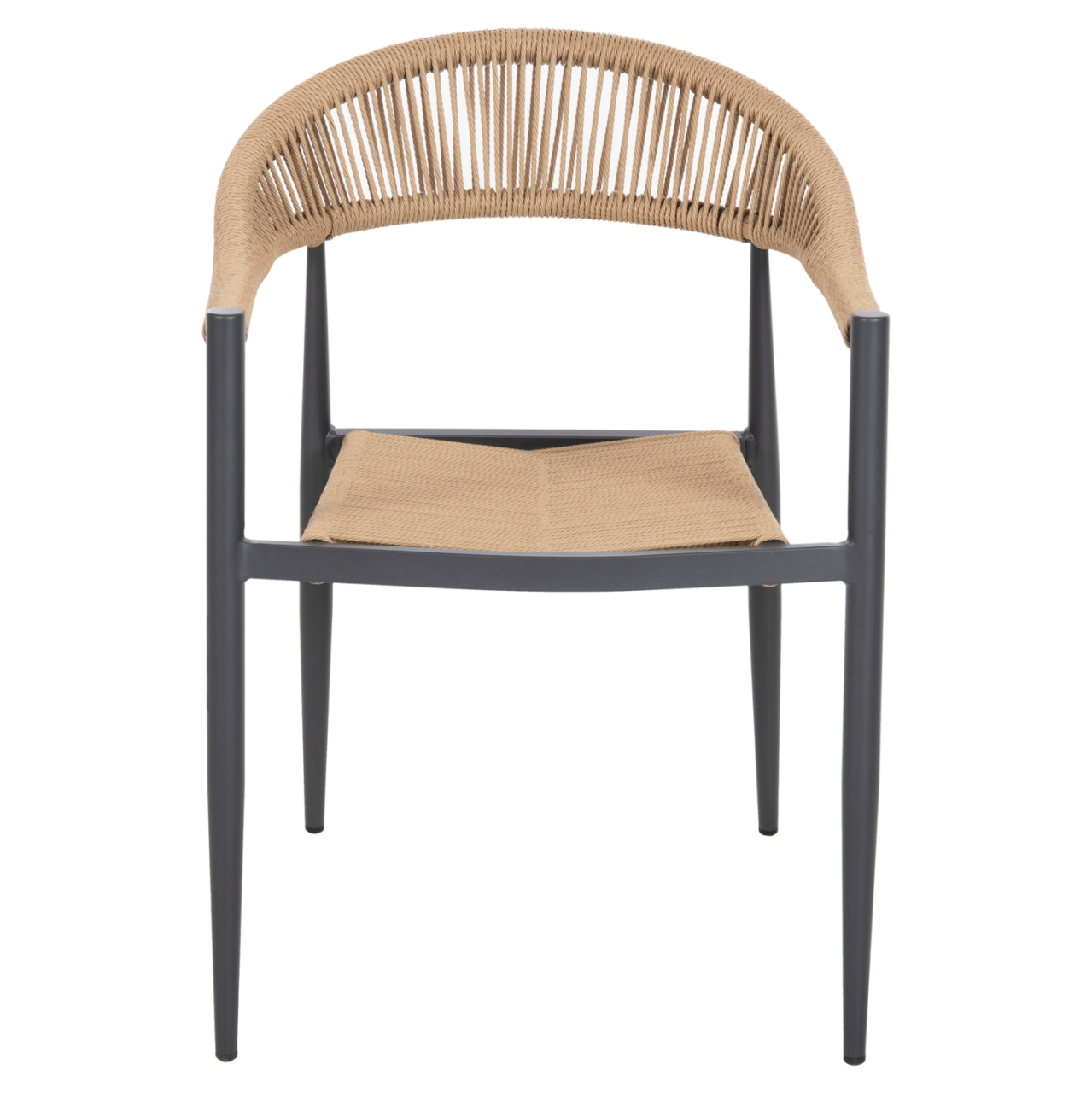 ARMCHAIR ALUMINUM GRET HM5854.02 CHARCOAL GREY ALUMINUM-BEIGE PE RATTAN 56x55,5x78Η [3]