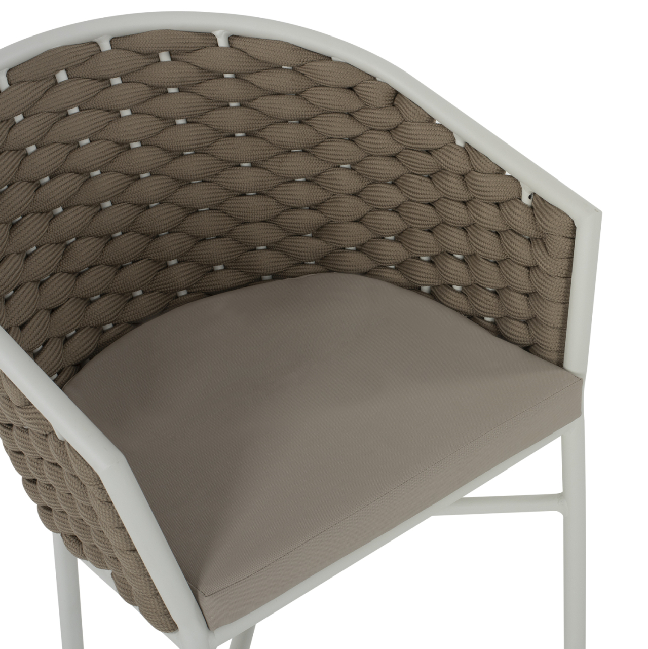 ARMCHAIR ALUMINUM HM5859.02 WHITE AND BEIGE FOAMY ROPE [8]