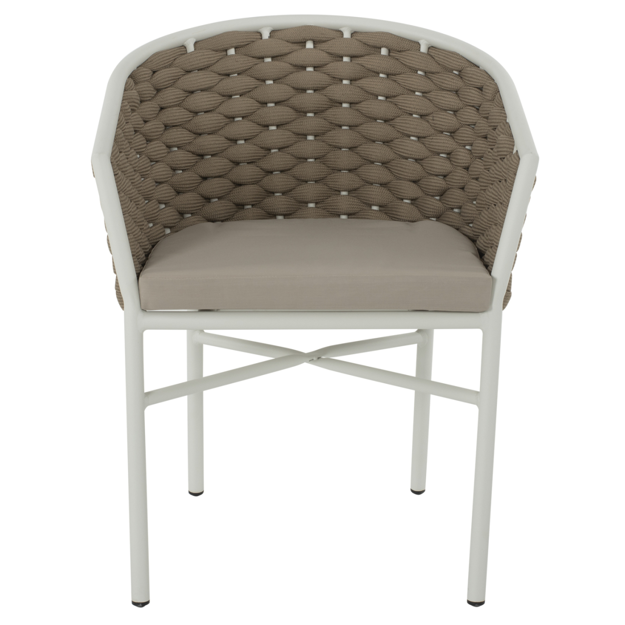 ARMCHAIR ALUMINUM HM5859.02 WHITE AND BEIGE FOAMY ROPE [3]