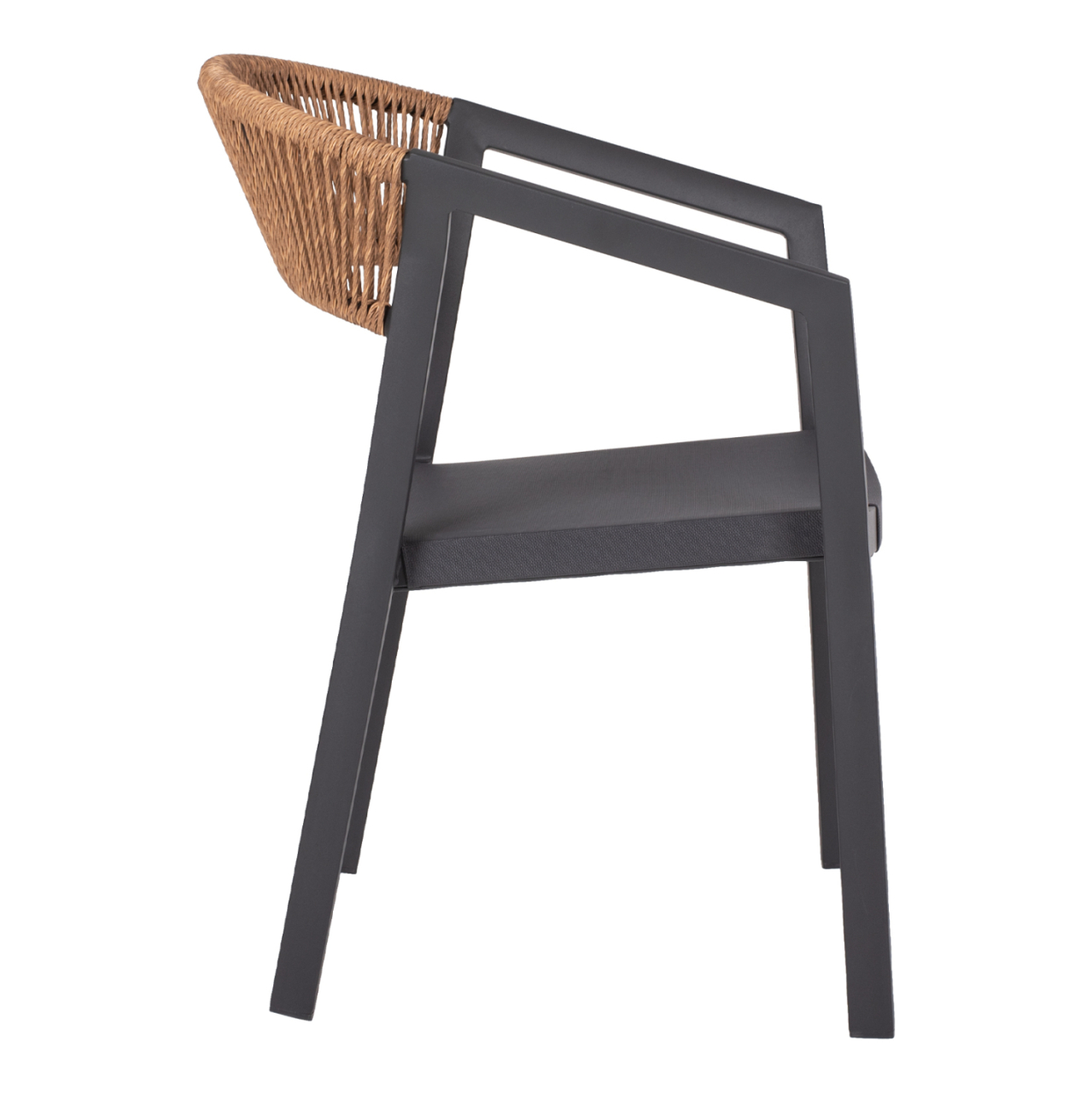 ARMCHAIR ALUMINUM HM5891.01 ANTHRACITE FRAME AND TEXTLINE- BEIGE RATTAN BACKREST 57x53x80Hcm. [4]