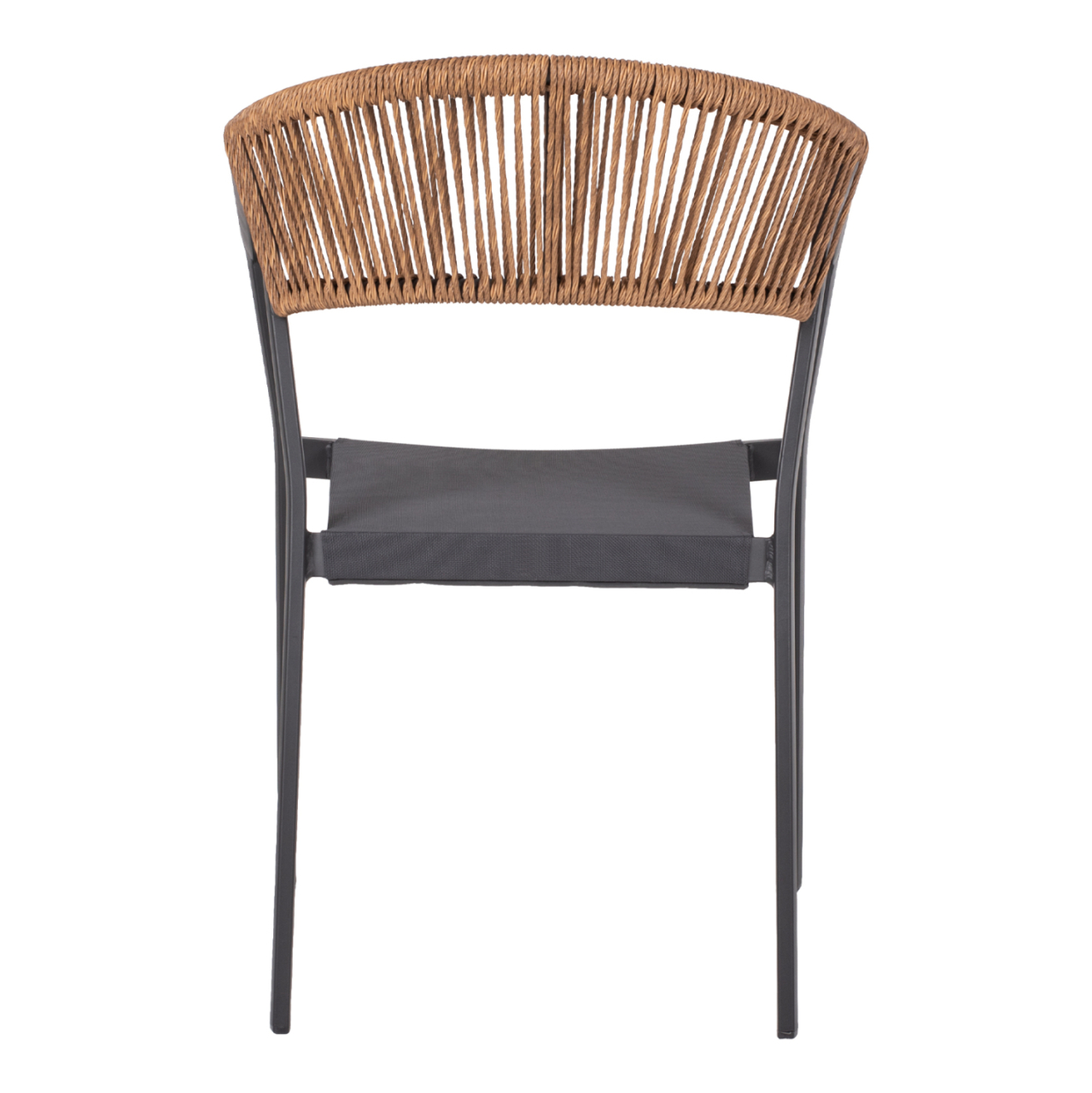 ARMCHAIR ALUMINUM HM5891.01 ANTHRACITE FRAME AND TEXTLINE- BEIGE RATTAN BACKREST 57x53x80Hcm. [6]