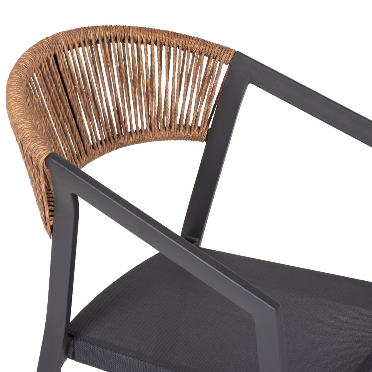 ARMCHAIR ALUMINUM HM5891.01 ANTHRACITE FRAME AND TEXTLINE- BEIGE RATTAN BACKREST 57x53x80Hcm. [8]