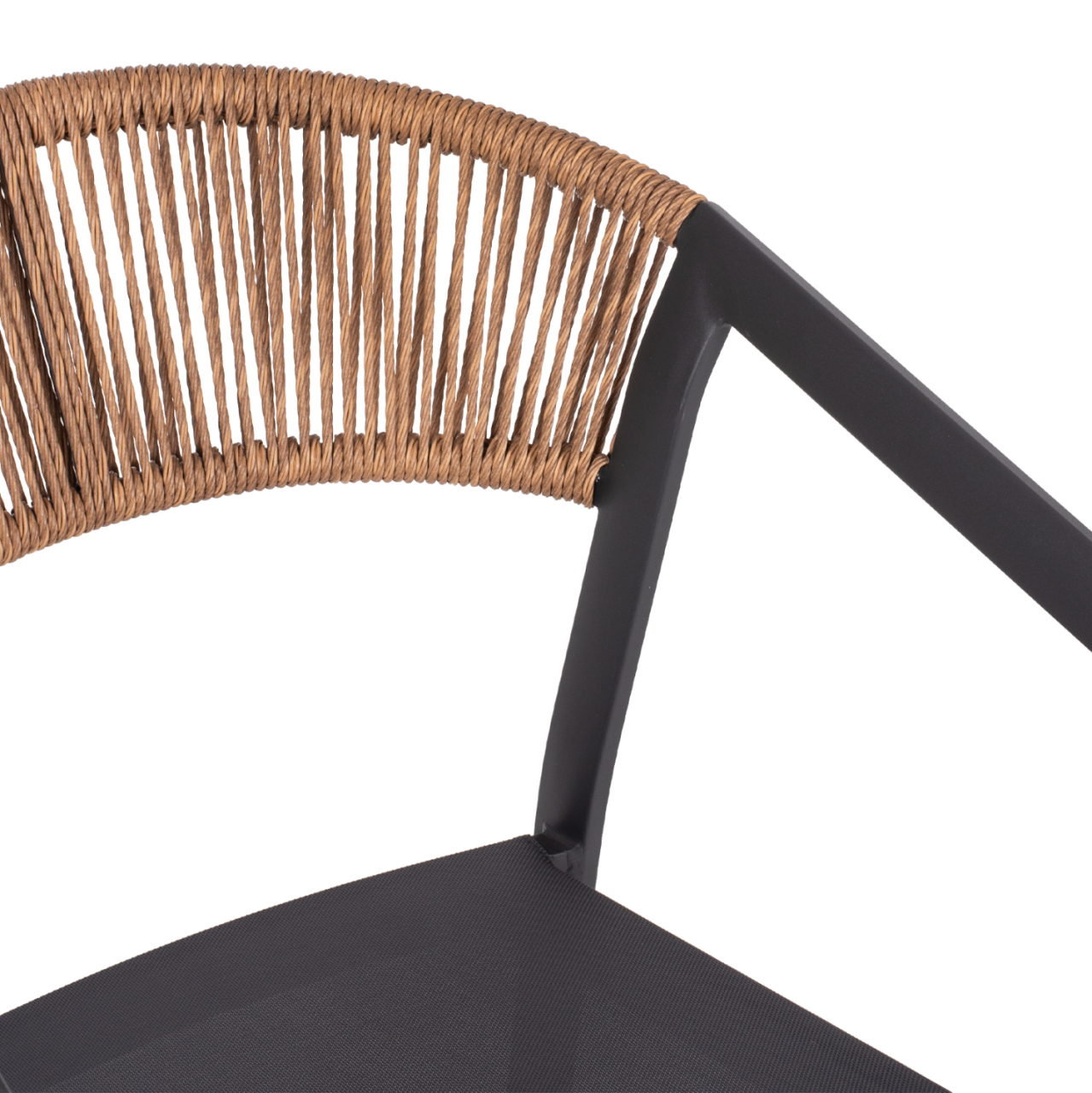 ARMCHAIR ALUMINUM HM5891.01 ANTHRACITE FRAME AND TEXTLINE- BEIGE RATTAN BACKREST 57x53x80Hcm. [7]