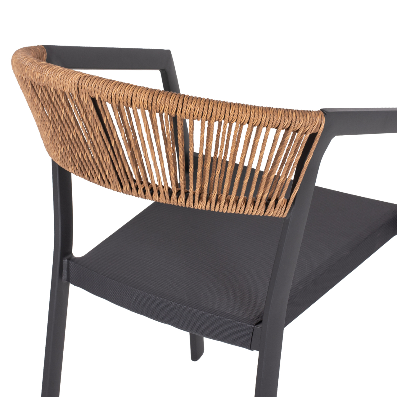 ARMCHAIR ALUMINUM HM5891.01 ANTHRACITE FRAME AND TEXTLINE- BEIGE RATTAN BACKREST 57x53x80Hcm. [9]