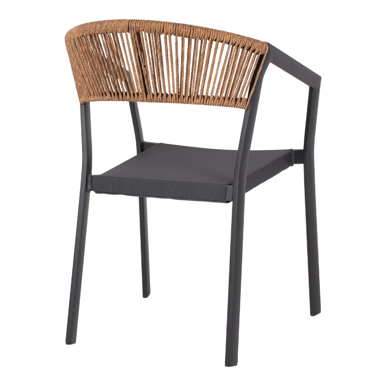 ARMCHAIR ALUMINUM HM5891.01 ANTHRACITE FRAME AND TEXTLINE- BEIGE RATTAN BACKREST 57x53x80Hcm. [5]