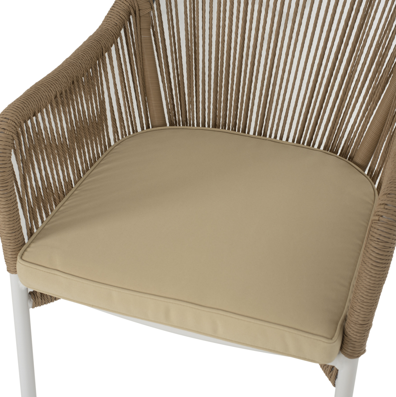 ARMCHAIR ALUMINUM LOKKI HM5855.01 WHITE WITH PE WICKER ROPE BEIGE 56x66x82 [8]