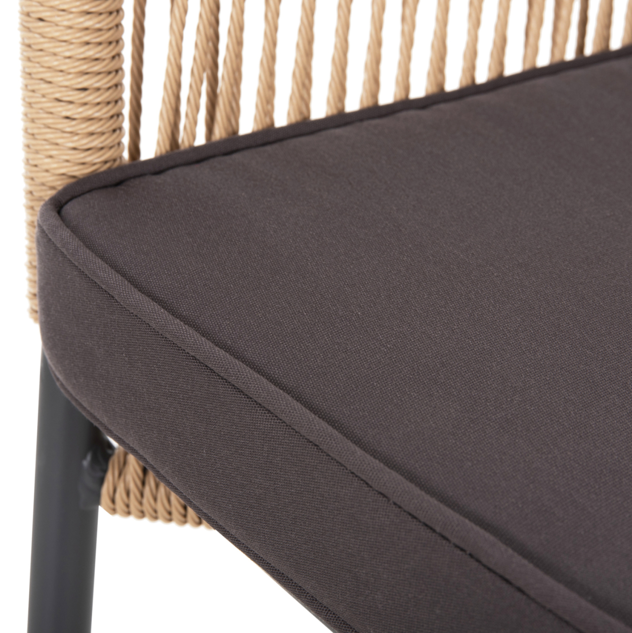 ARMCHAIR ALUMINUM LOKKI HM5855.02 CHARCOAL GREY WITH WICKER ROPE PE 56x66x82 [9]