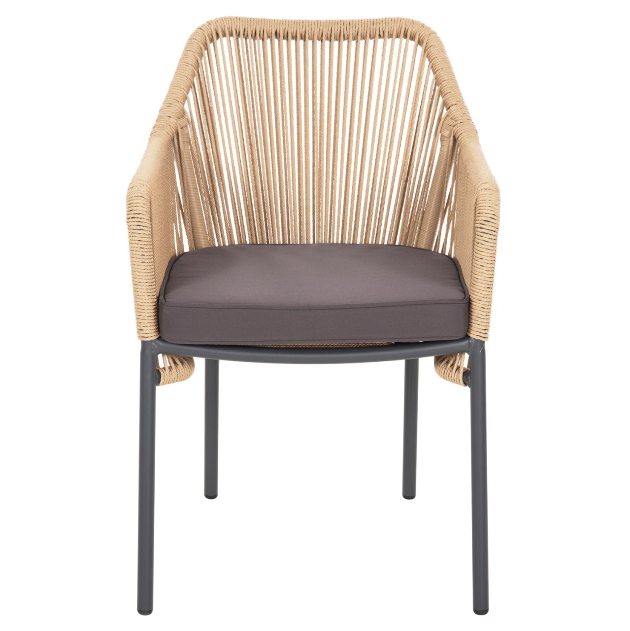 ARMCHAIR ALUMINUM LOKKI HM5855.02 CHARCOAL GREY WITH WICKER ROPE PE 56x66x82 [3]