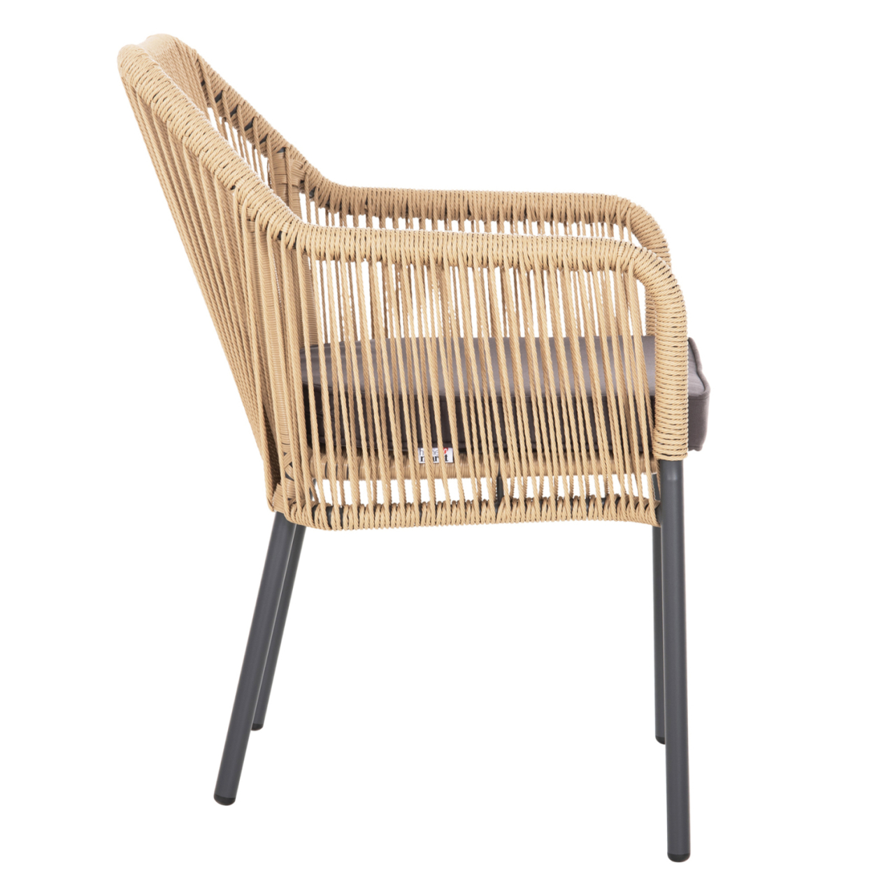 ARMCHAIR ALUMINUM LOKKI HM5855.02 CHARCOAL GREY WITH WICKER ROPE PE 56x66x82 [4]