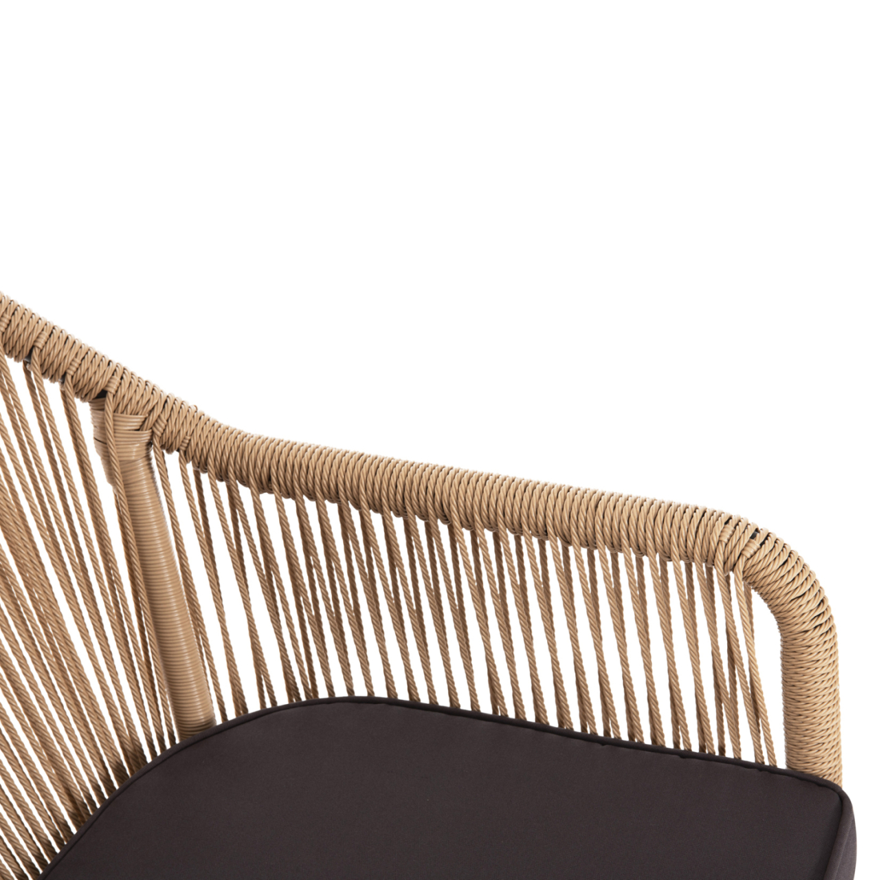 ARMCHAIR ALUMINUM LOKKI HM5855.02 CHARCOAL GREY WITH WICKER ROPE PE 56x66x82 [8]