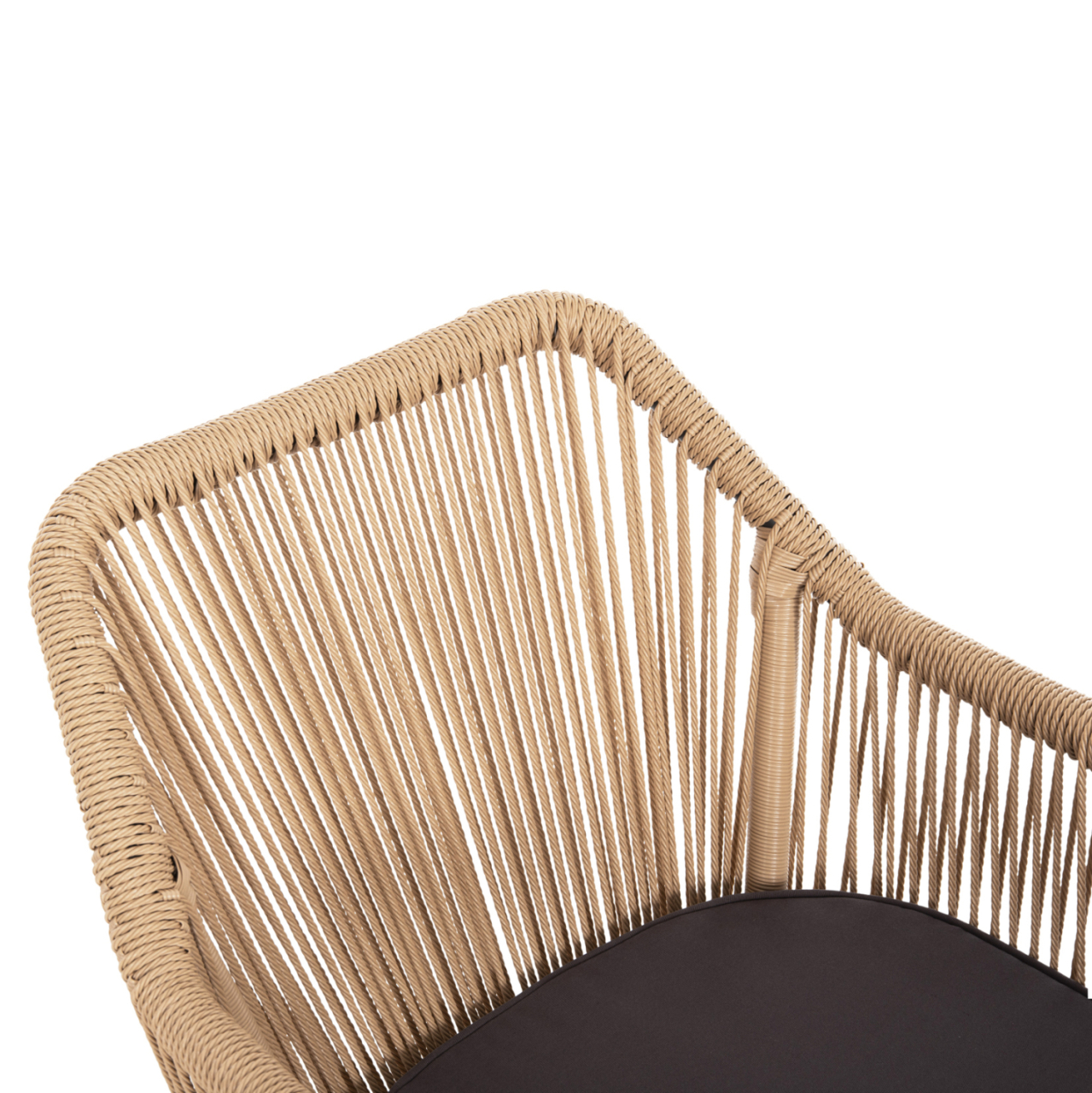 ARMCHAIR ALUMINUM LOKKI HM5855.02 CHARCOAL GREY WITH WICKER ROPE PE 56x66x82 [7]