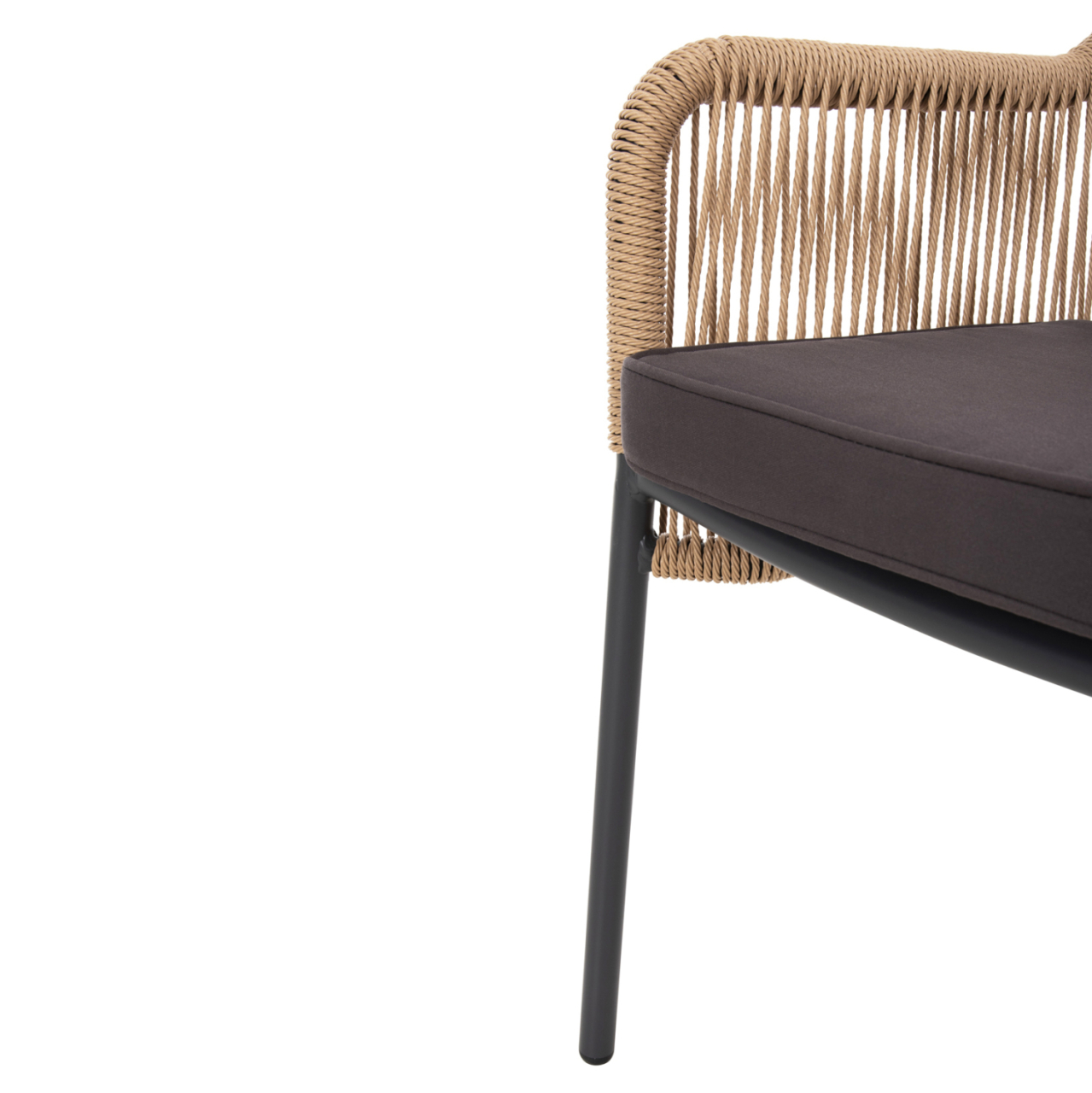 ARMCHAIR ALUMINUM LOKKI HM5855.02 CHARCOAL GREY WITH WICKER ROPE PE 56x66x82 [10]