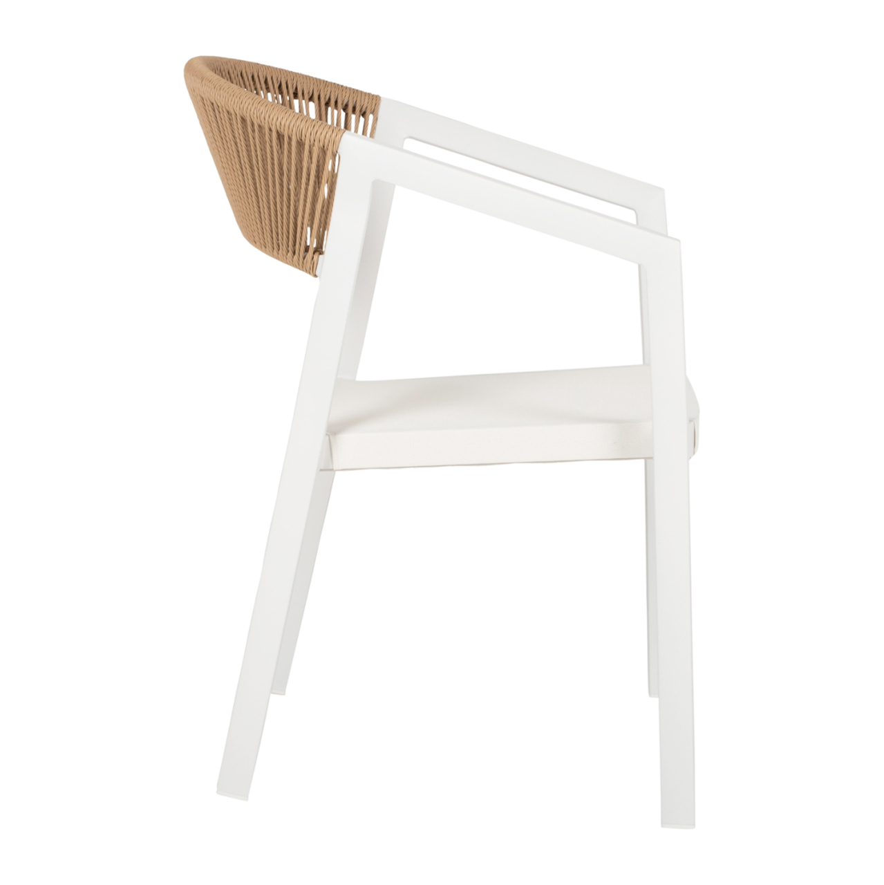 ARMCHAIR ALUMINUM MIRI HM5891.02 WHITE FRAME AND TEXTLINE- BEIGE RATTAN BACKREST 56x60x81,5Hcm. [4]