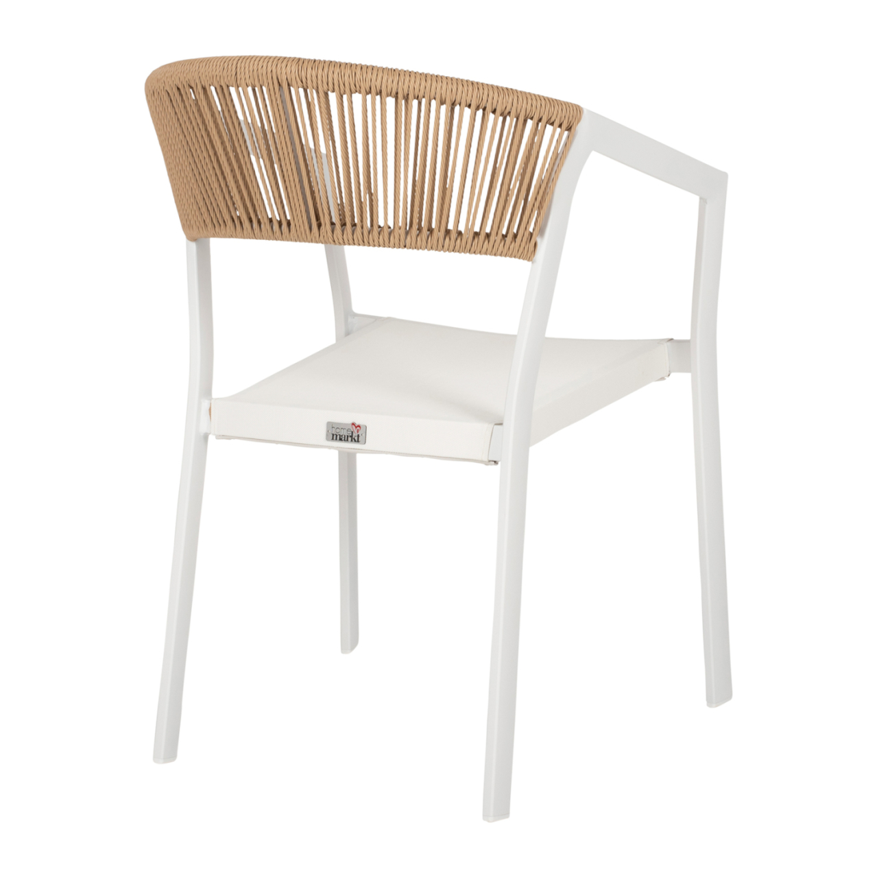 ARMCHAIR ALUMINUM MIRI HM5891.02 WHITE FRAME AND TEXTLINE- BEIGE RATTAN BACKREST 56x60x81,5Hcm. [5]
