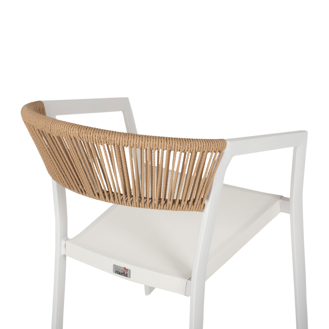 ARMCHAIR ALUMINUM MIRI HM5891.02 WHITE FRAME AND TEXTLINE- BEIGE RATTAN BACKREST 56x60x81,5Hcm. [10]