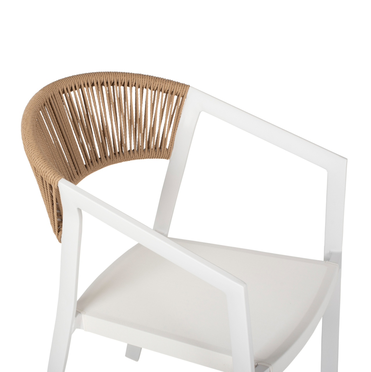 ARMCHAIR ALUMINUM MIRI HM5891.02 WHITE FRAME AND TEXTLINE- BEIGE RATTAN BACKREST 56x60x81,5Hcm. [8]