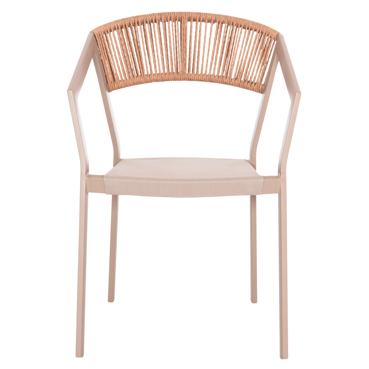 ARMCHAIR ALUMINUM MIRI HM5891.03 CHAMPAGNE FRAME AND TEXTLINE- BEIGE RATTAN BACKREST 56x58x80.5Hcm. [3]