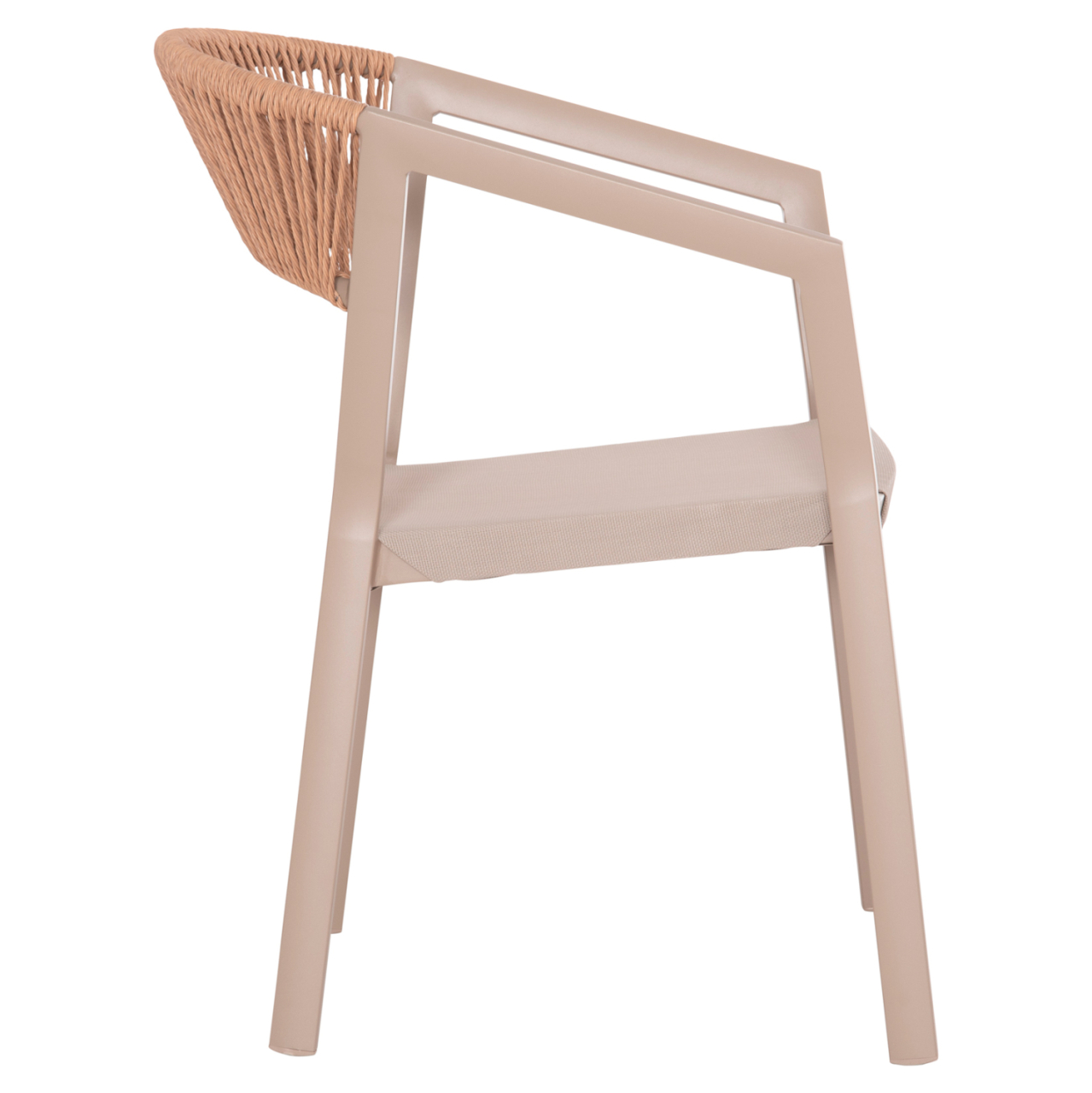 ARMCHAIR ALUMINUM MIRI HM5891.03 CHAMPAGNE FRAME AND TEXTLINE- BEIGE RATTAN BACKREST 56x58x80.5Hcm. [4]