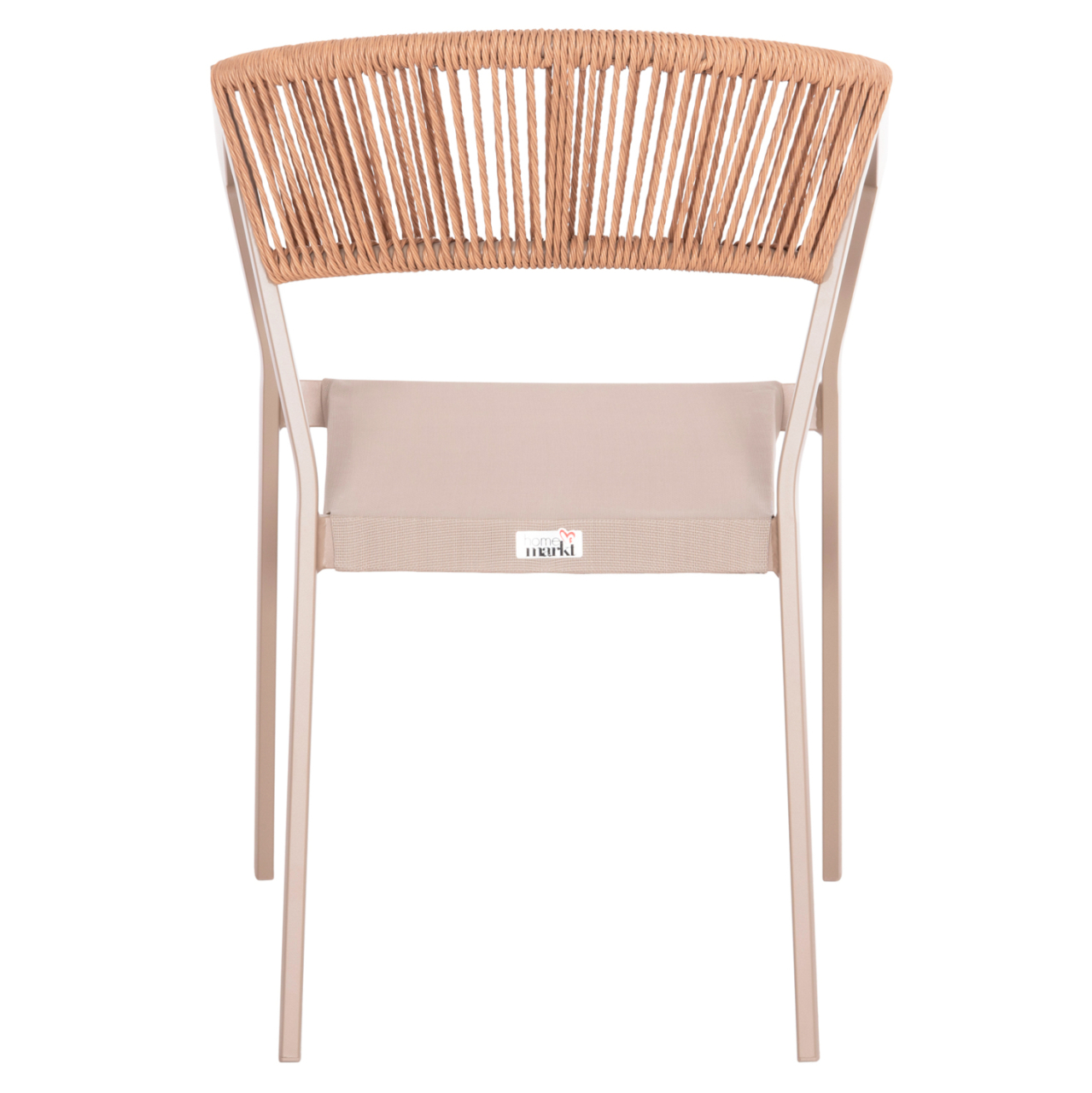 ARMCHAIR ALUMINUM MIRI HM5891.03 CHAMPAGNE FRAME AND TEXTLINE- BEIGE RATTAN BACKREST 56x58x80.5Hcm. [6]