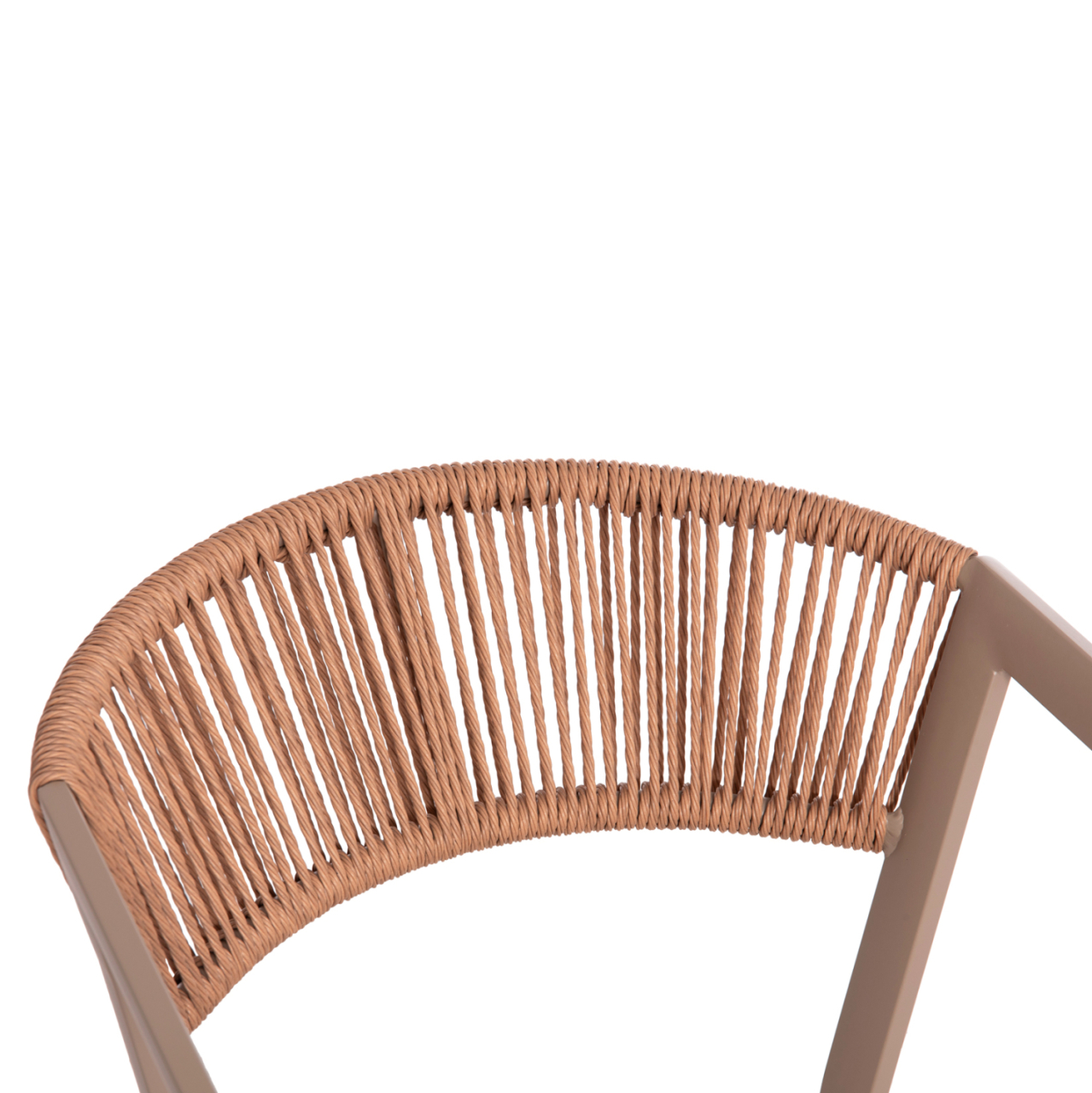 ARMCHAIR ALUMINUM MIRI HM5891.03 CHAMPAGNE FRAME AND TEXTLINE- BEIGE RATTAN BACKREST 56x58x80.5Hcm. [7]