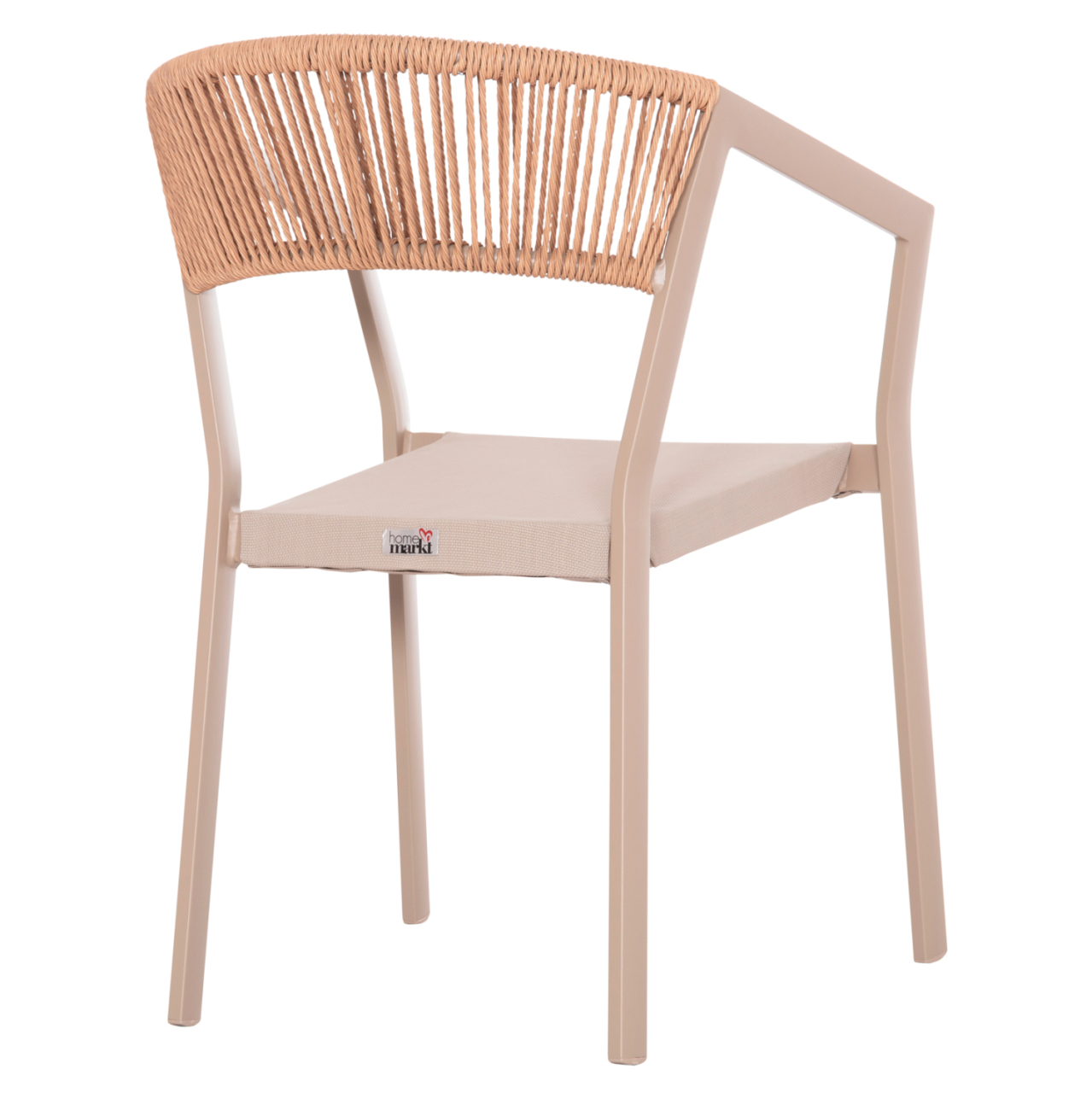 ARMCHAIR ALUMINUM MIRI HM5891.03 CHAMPAGNE FRAME AND TEXTLINE- BEIGE RATTAN BACKREST 56x58x80.5Hcm. [5]
