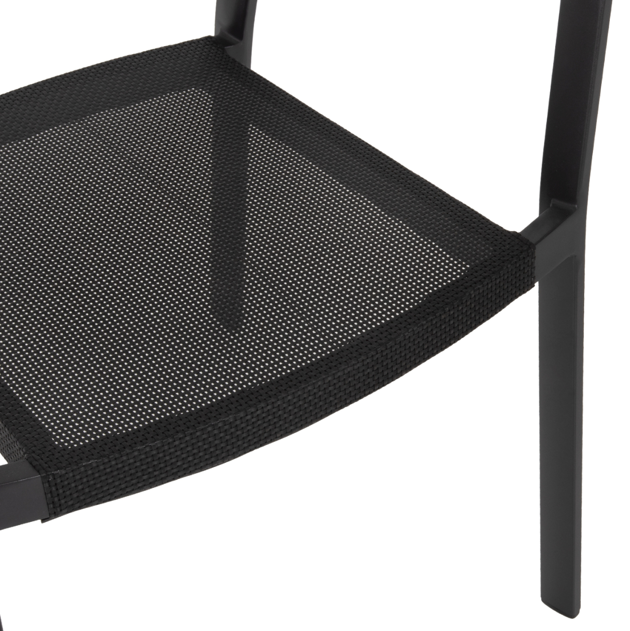 ARMCHAIR ALUMINUM MIRI HM5891.05 BLACK FRAME AND TEXTLINE- BEIGE RATTAN BACKREST 57,5x59x81,5Hcm. [10]