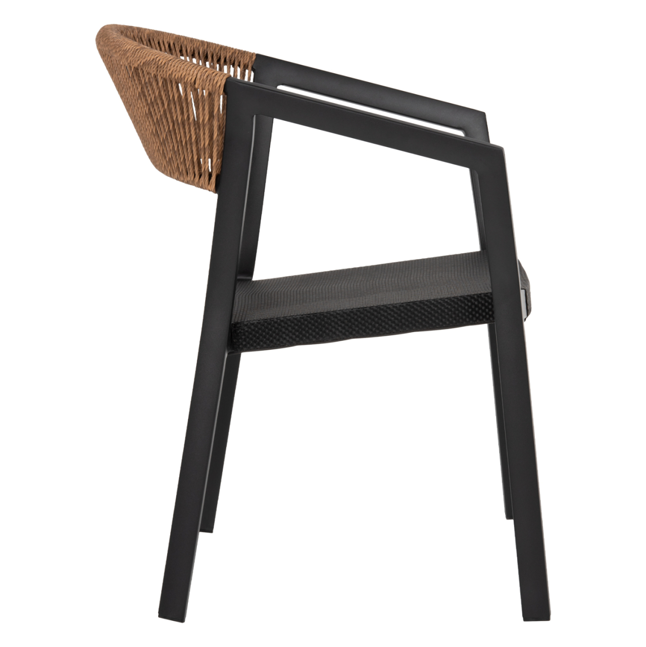 ARMCHAIR ALUMINUM MIRI HM5891.05 BLACK FRAME AND TEXTLINE- BEIGE RATTAN BACKREST 57,5x59x81,5Hcm. [4]