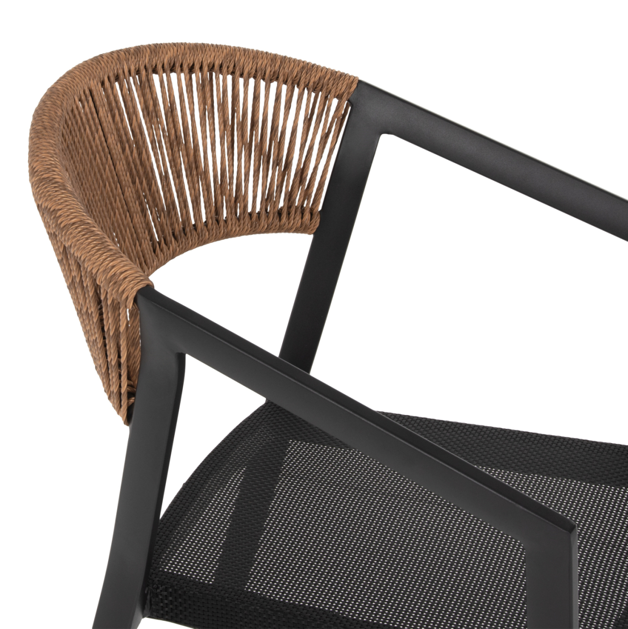 ARMCHAIR ALUMINUM MIRI HM5891.05 BLACK FRAME AND TEXTLINE- BEIGE RATTAN BACKREST 57,5x59x81,5Hcm. [7]