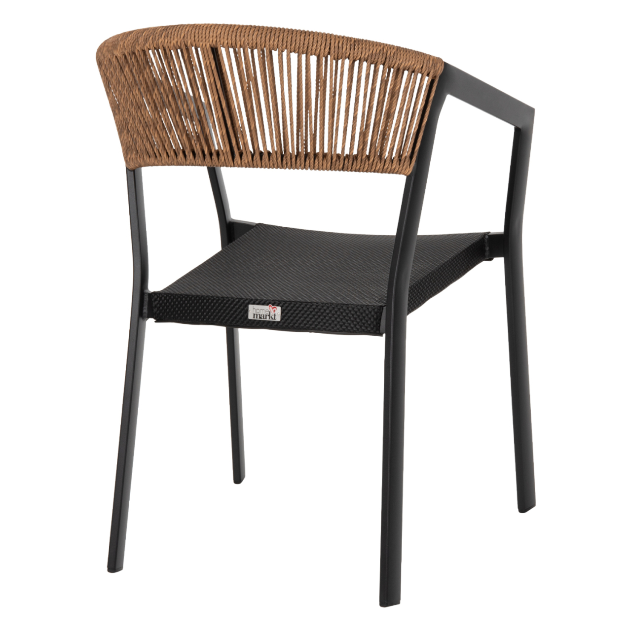 ARMCHAIR ALUMINUM MIRI HM5891.05 BLACK FRAME AND TEXTLINE- BEIGE RATTAN BACKREST 57,5x59x81,5Hcm. [5]