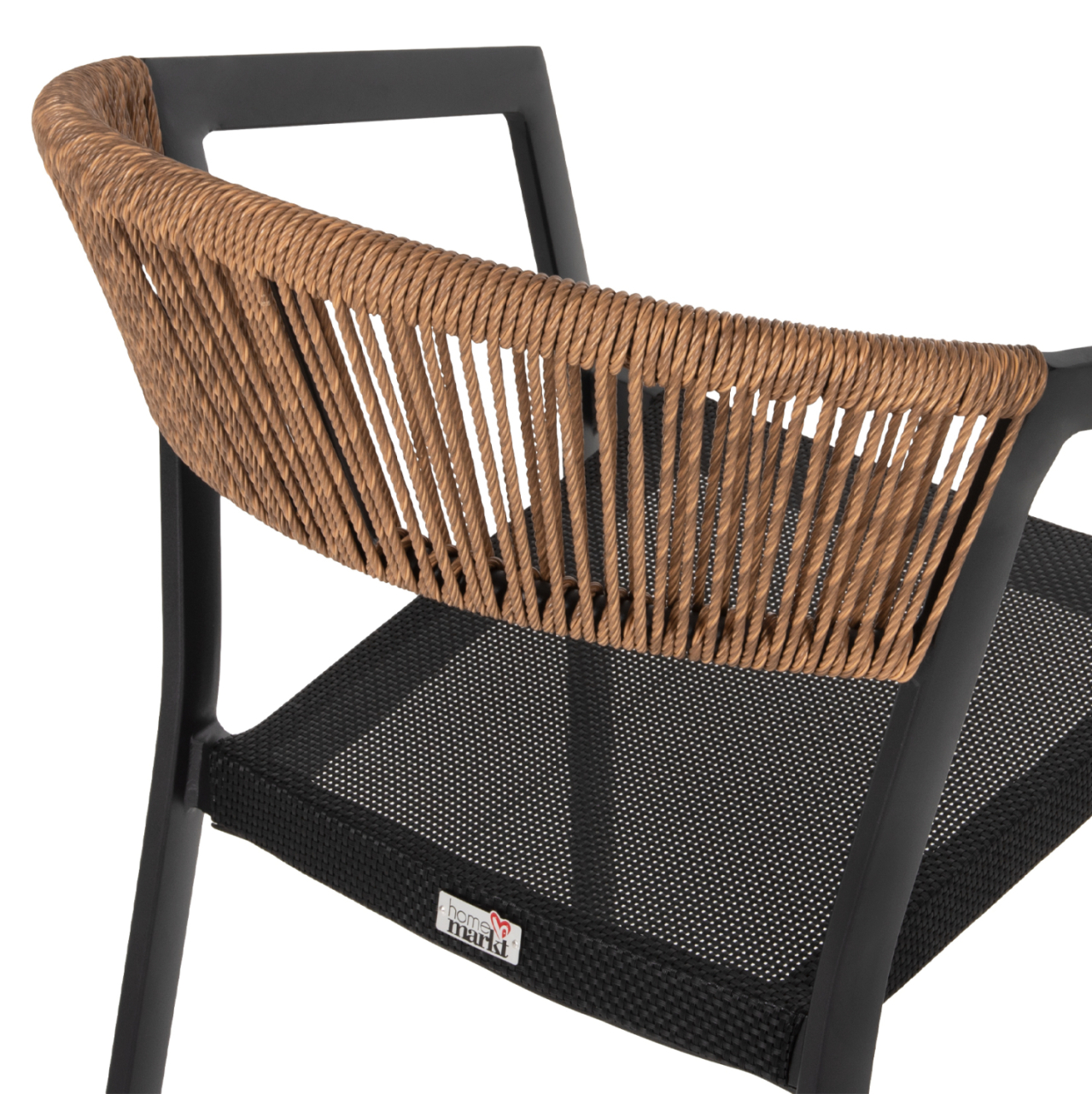 ARMCHAIR ALUMINUM MIRI HM5891.05 BLACK FRAME AND TEXTLINE- BEIGE RATTAN BACKREST 57,5x59x81,5Hcm. [8]