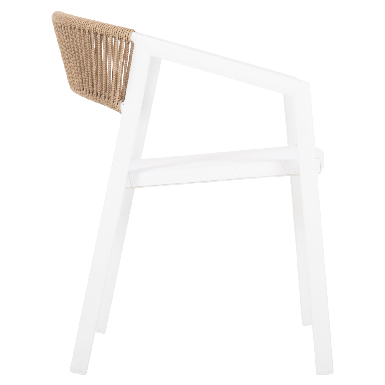 ARMCHAIR ALUMINUM MIRI HM5891.22 WHITE FRAME AND TEXTLINE- BEIGE RATTAN BACKREST 57x63x82Hcm. [4]
