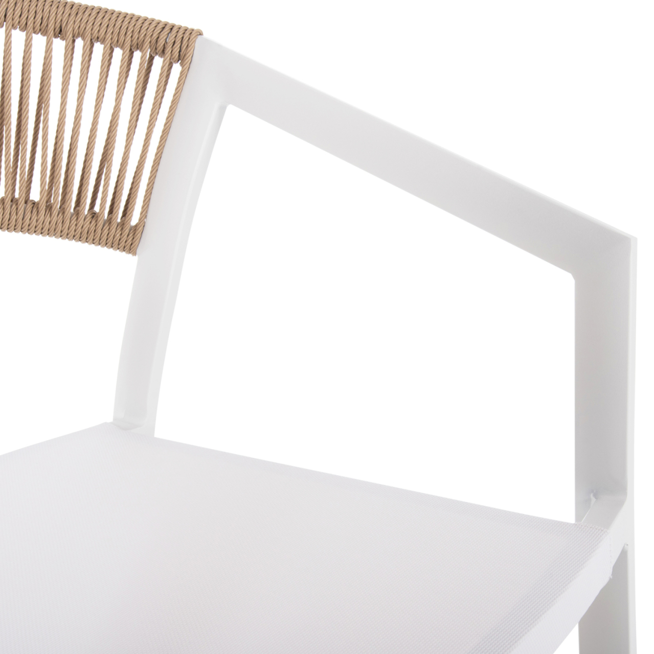 ARMCHAIR ALUMINUM MIRI HM5891.22 WHITE FRAME AND TEXTLINE- BEIGE RATTAN BACKREST 57x63x82Hcm. [8]