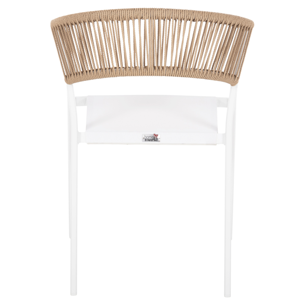 ARMCHAIR ALUMINUM MIRI HM5891.22 WHITE FRAME AND TEXTLINE- BEIGE RATTAN BACKREST 57x63x82Hcm. [6]