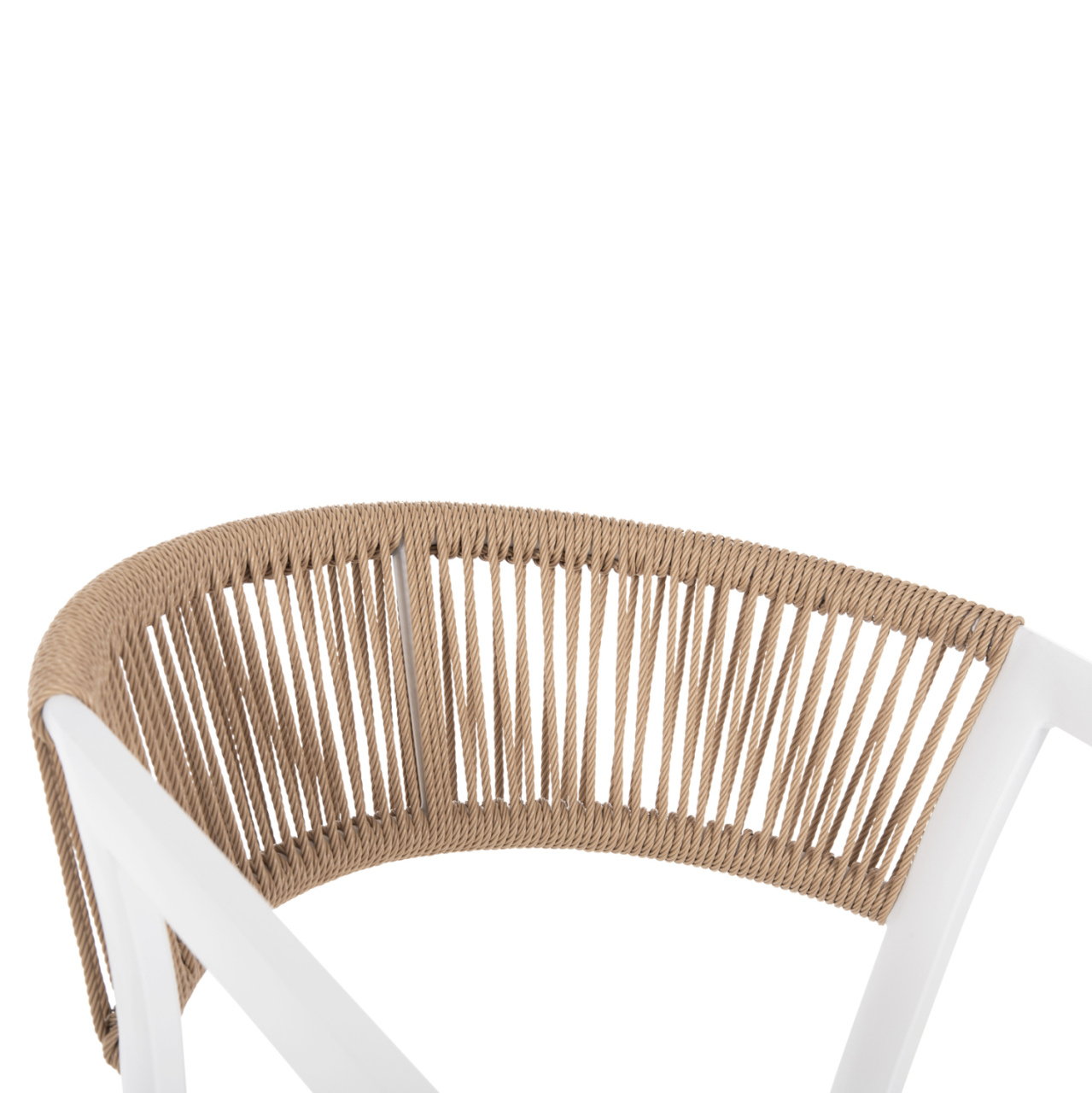 ARMCHAIR ALUMINUM MIRI HM5891.22 WHITE FRAME AND TEXTLINE- BEIGE RATTAN BACKREST 57x63x82Hcm. [7]
