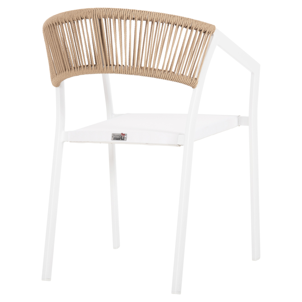 ARMCHAIR ALUMINUM MIRI HM5891.22 WHITE FRAME AND TEXTLINE- BEIGE RATTAN BACKREST 57x63x82Hcm. [5]