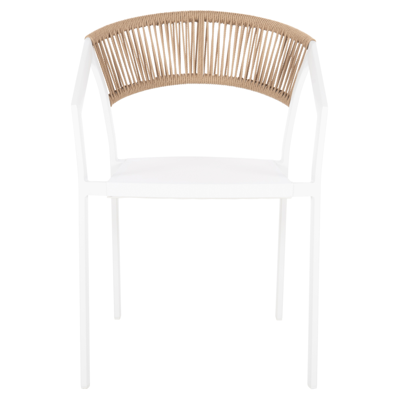 ARMCHAIR ALUMINUM MIRI HM5891.22 WHITE FRAME AND TEXTLINE- BEIGE RATTAN BACKREST 57x63x82Hcm. [3]