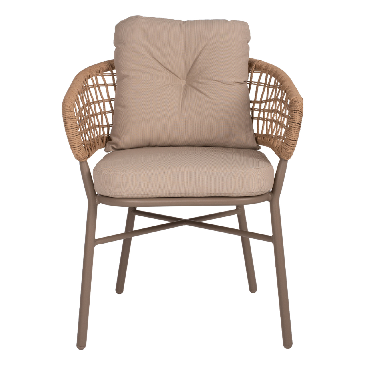 ARMCHAIR ALUMINUM MOCHA PROFESSIONAL RATTAN and CUSHIONS BEIGE HM5863.02 60x56x84H cm. [3]