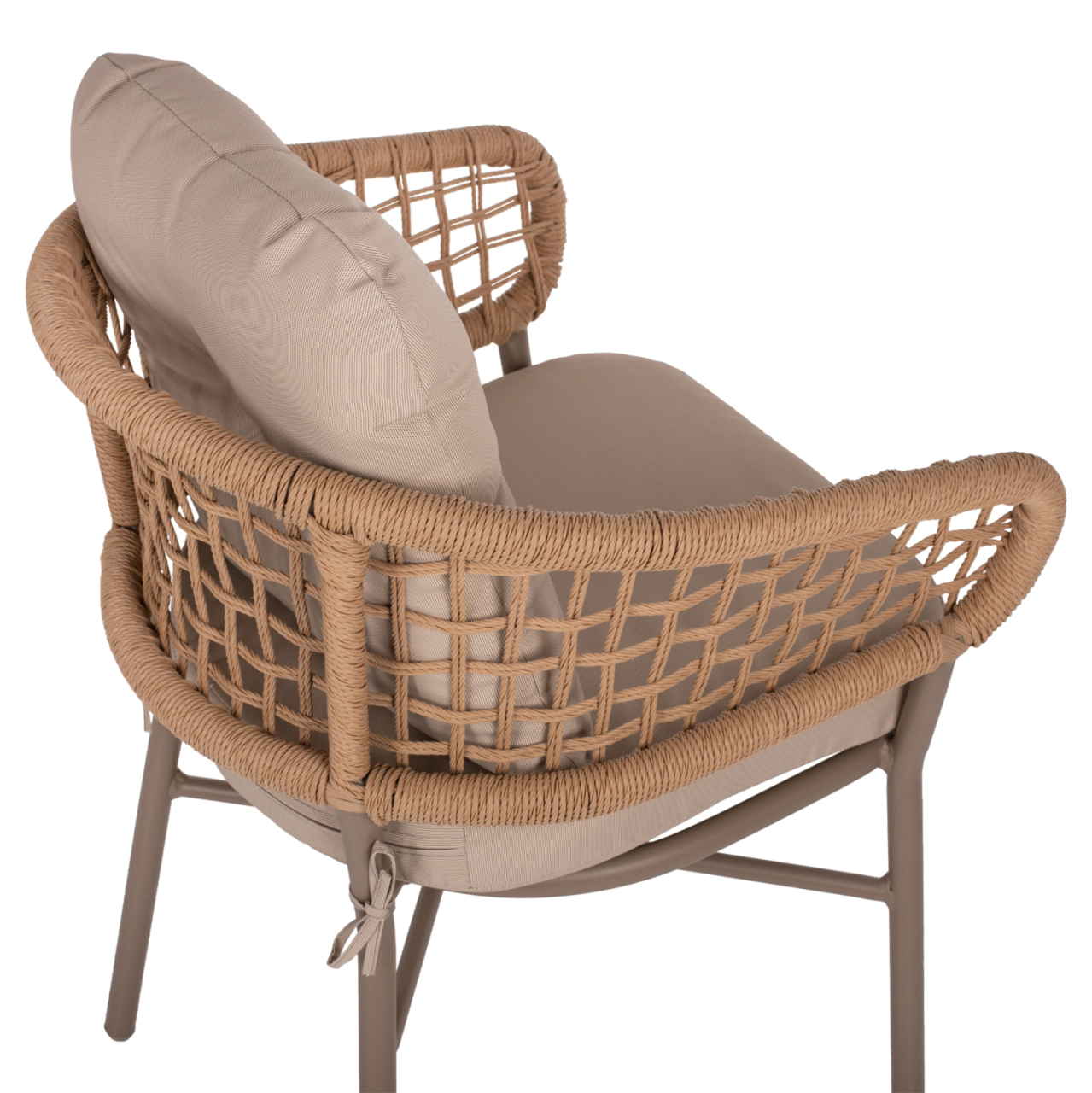 ARMCHAIR ALUMINUM MOCHA PROFESSIONAL RATTAN and CUSHIONS BEIGE HM5863.02 60x56x84H cm. [9]