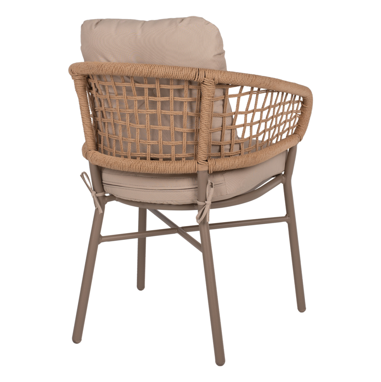ARMCHAIR ALUMINUM MOCHA PROFESSIONAL RATTAN and CUSHIONS BEIGE HM5863.02 60x56x84H cm. [5]