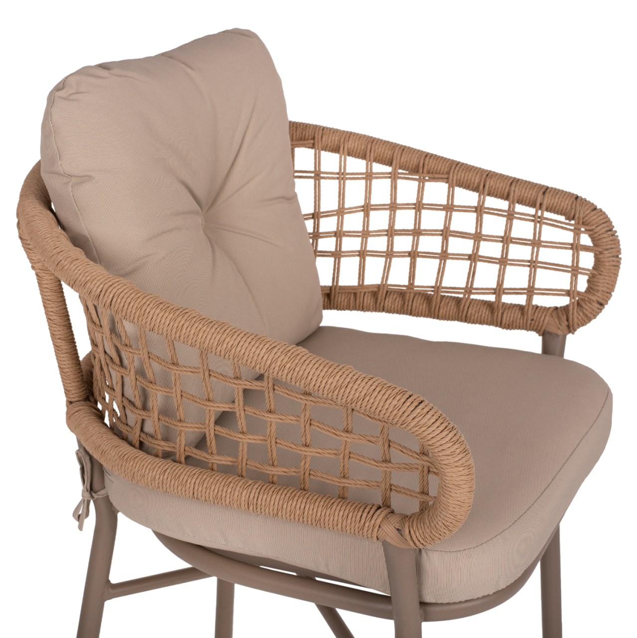 ARMCHAIR ALUMINUM MOCHA PROFESSIONAL RATTAN and CUSHIONS BEIGE HM5863.02 60x56x84H cm. [8]