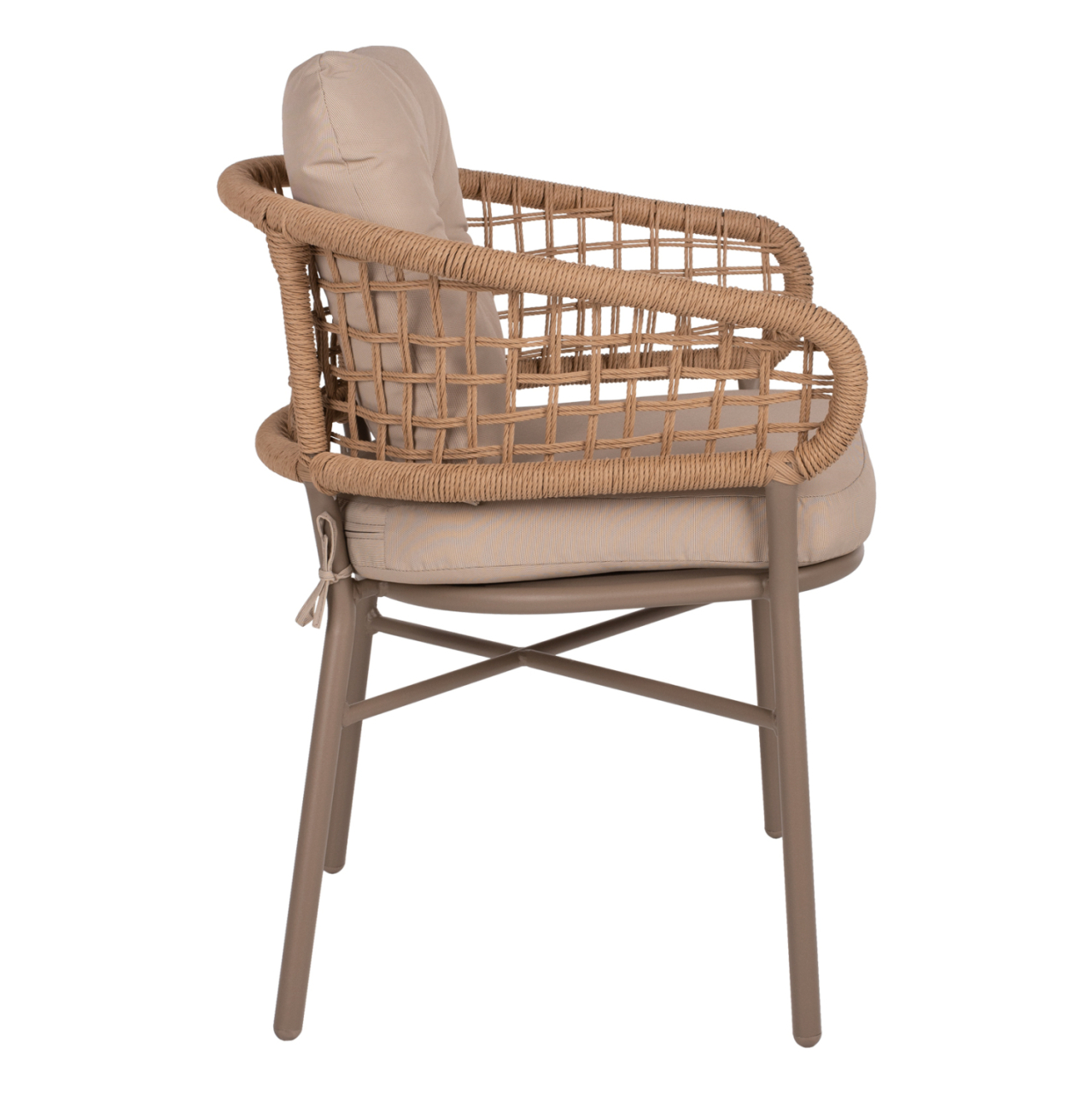 ARMCHAIR ALUMINUM MOCHA PROFESSIONAL RATTAN and CUSHIONS BEIGE HM5863.02 60x56x84H cm. [4]